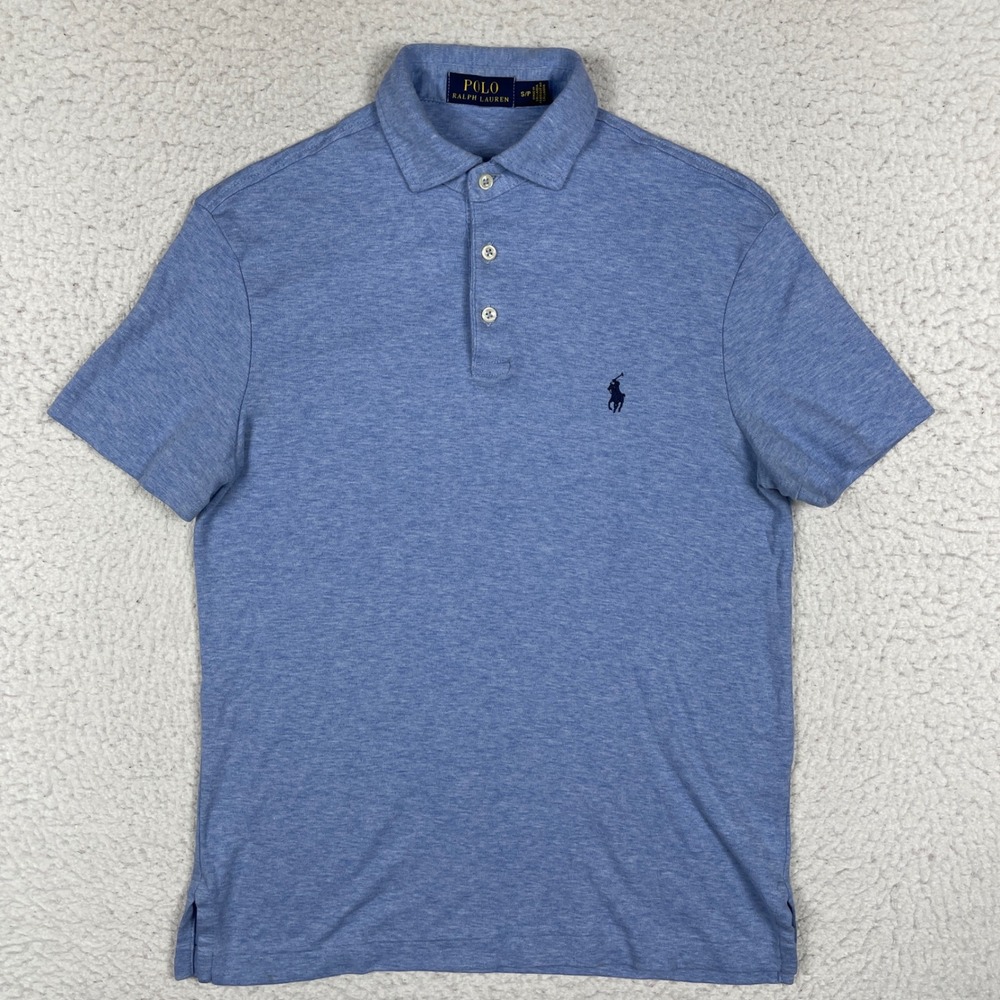 Polo Ralph Lauren Polo Shirt Mens Small Blue Heathered Jersey Cotton Logo